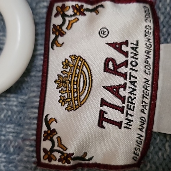 Vintage Tiara Int'l Zip-up Knit Sweater, Blues, Cream & Tan Size Medium EUC! - Picture 8 of 10